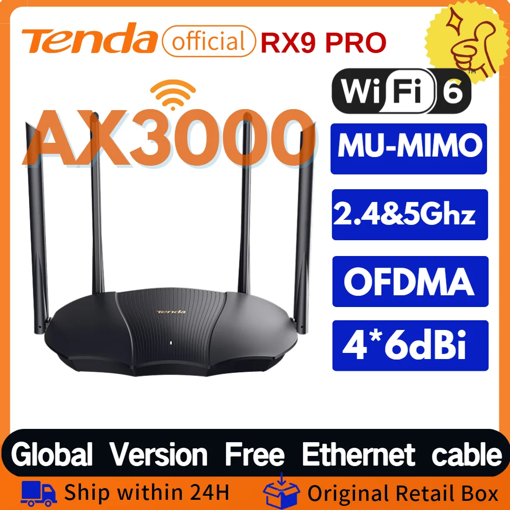 Tenda Wifi6 Router Ax3000 Mesh Wireless Router 2.4 E 5Ghz Wifi 6 Gigabit Amplificatore Con Mu-Mimo + Fedm Tenda Wifi Range Extender