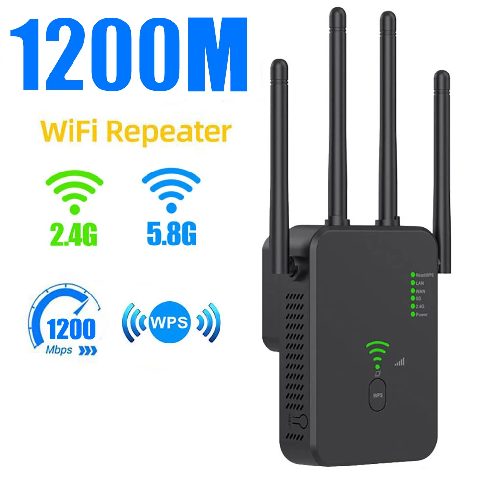 1200Mbps Wireless Wifi Repeater Wifi Signal Booster Dual Band 2.4G 5G Wifi Extender 802.11Ac Gigabit Amplificatore Wifi Router Ipv6
