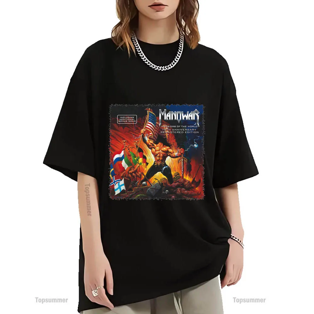 Warriors Of The World Album T-Shirt Manowar Tour T-Shirt Uomo Goth Streetwear T-Shirt In Cotone T-Shirt Manica Corta Da Donna