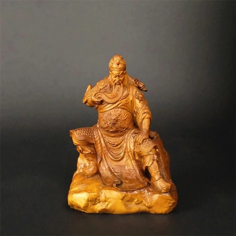 10Cm Legno Guan Gong Scultura Dinastia Warriors Guan Yu Vintage Buddha Statue Craft Decorazione Della Casa Figura Legno Miniatura