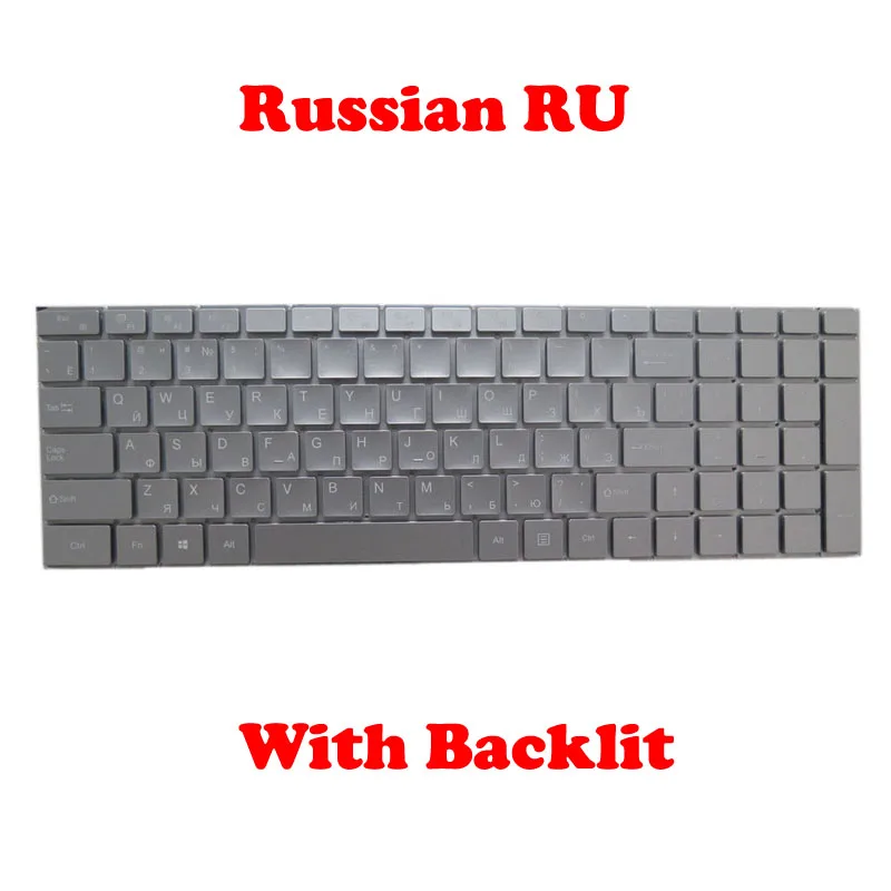 Tastiera Retroilluminata Per Laptop Per Teclast F15 Pro Russian Ru Silver Novità