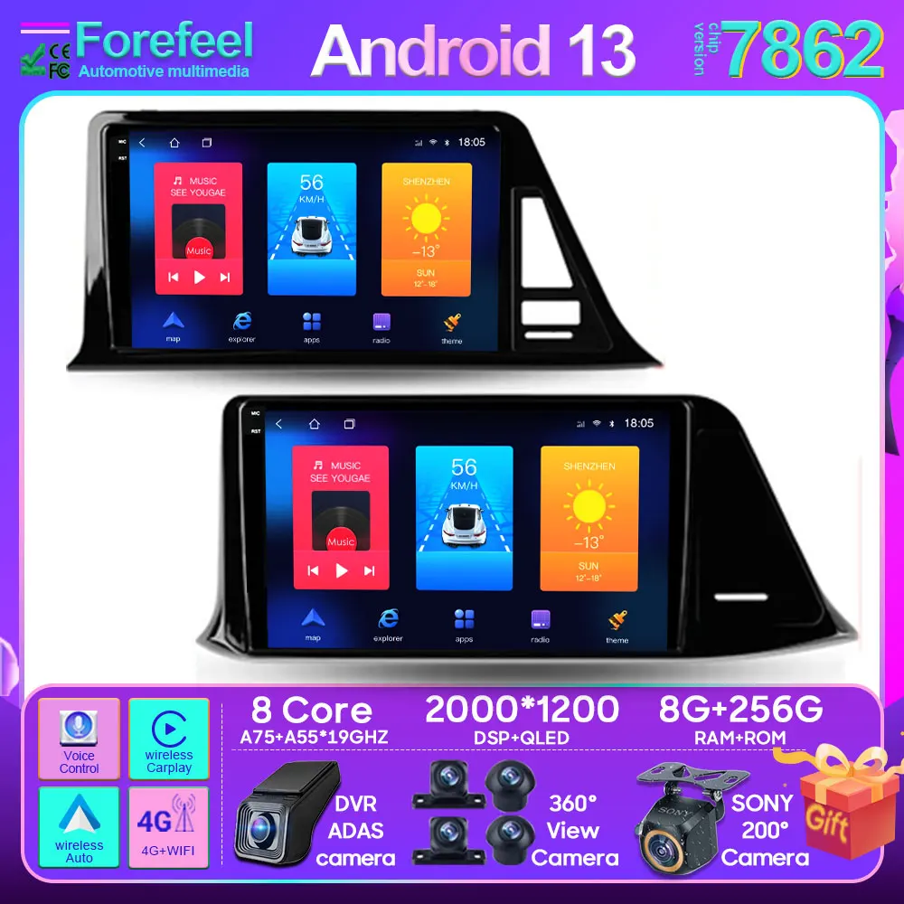 Lettore Multimediale Per Auto Android 13 Per Toyota C-Hr Chr 2016 - 2020 Wireless Android Auto Stereo Head Unit Gps Touch Screen 8 Core