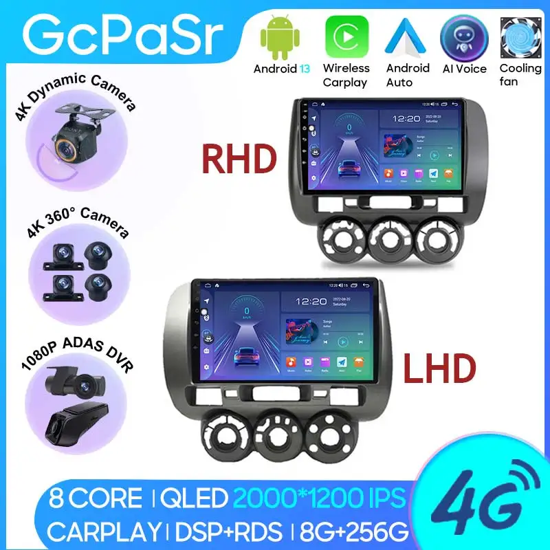 Autoradio Android 13 Per Honda Fit Jazz City 2002-2007 Carplay Navigation Gps Stereo Head Unit Android Auto No 2Din Dvd Wifi 5G