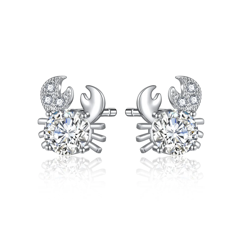Harajuku Fashion Luxury Itary Designer 925 Sterling Silver Pink Crab Stud Orecchini Per Le Donne Egirl Sweet Cool Estetica Muslimah