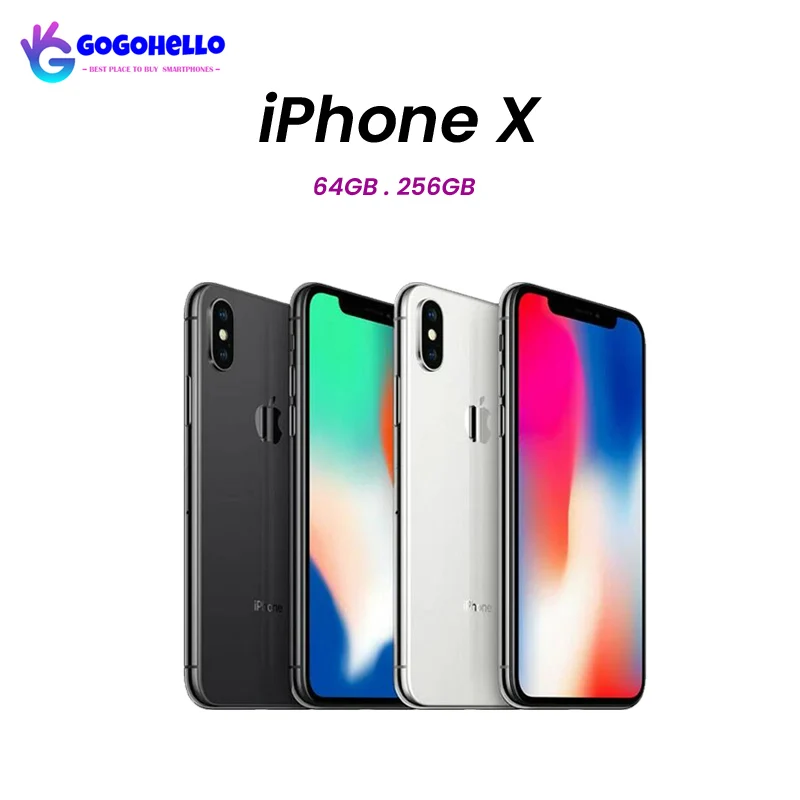 Sbloccato Originale Iphone X 64/256Gb Rom 3Gb Ram Ios A11 5.8 ''2716Mah Hexa Core Dual 12Mp Con Face Id