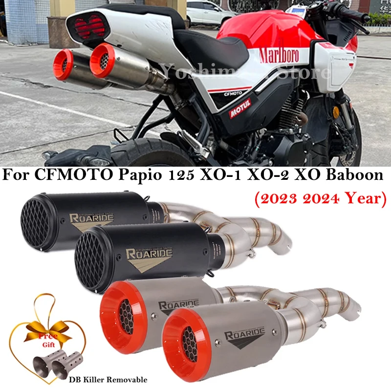 Scarico Moto Fuga Per Cfmoto Papio 125 Xo-1 Xo-2 Xo Baboon 2023 2024 Tubo Di Collegamento 2 Marmitta Sinistra E Destra Db Killer Carbon