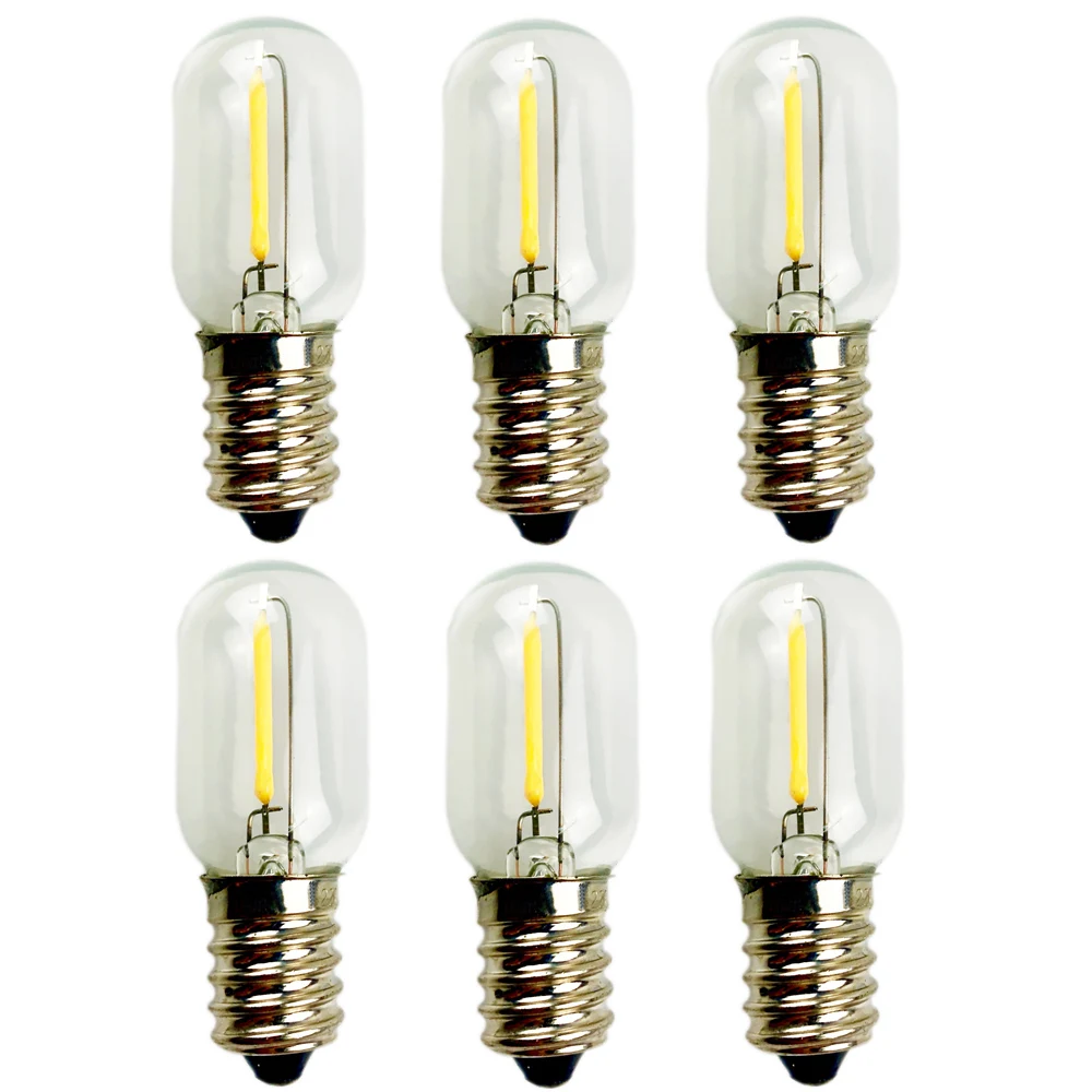 6 Pz 220-240V T20/T22 1W Lampadine A Led Edison E14 Lampadina A Filamento Tubolare Vetro Bianco Caldo Forni Frigorifero Appeso Lampada Di Sale Lampadi