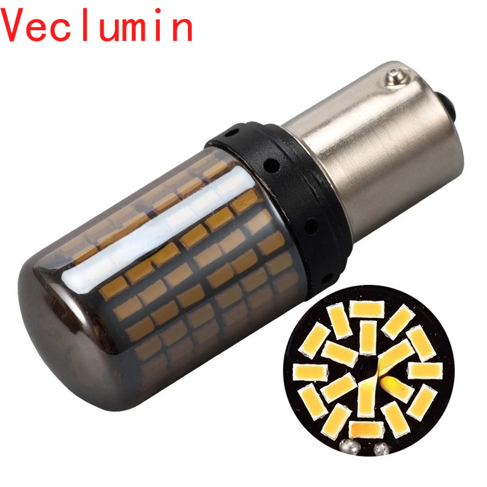 1156 3014 144Smd White/Yellow Light Car Led Steering Lamp 7440 Electroplating Decoding Anti-Strobe T20 Reversing Signal Lamp