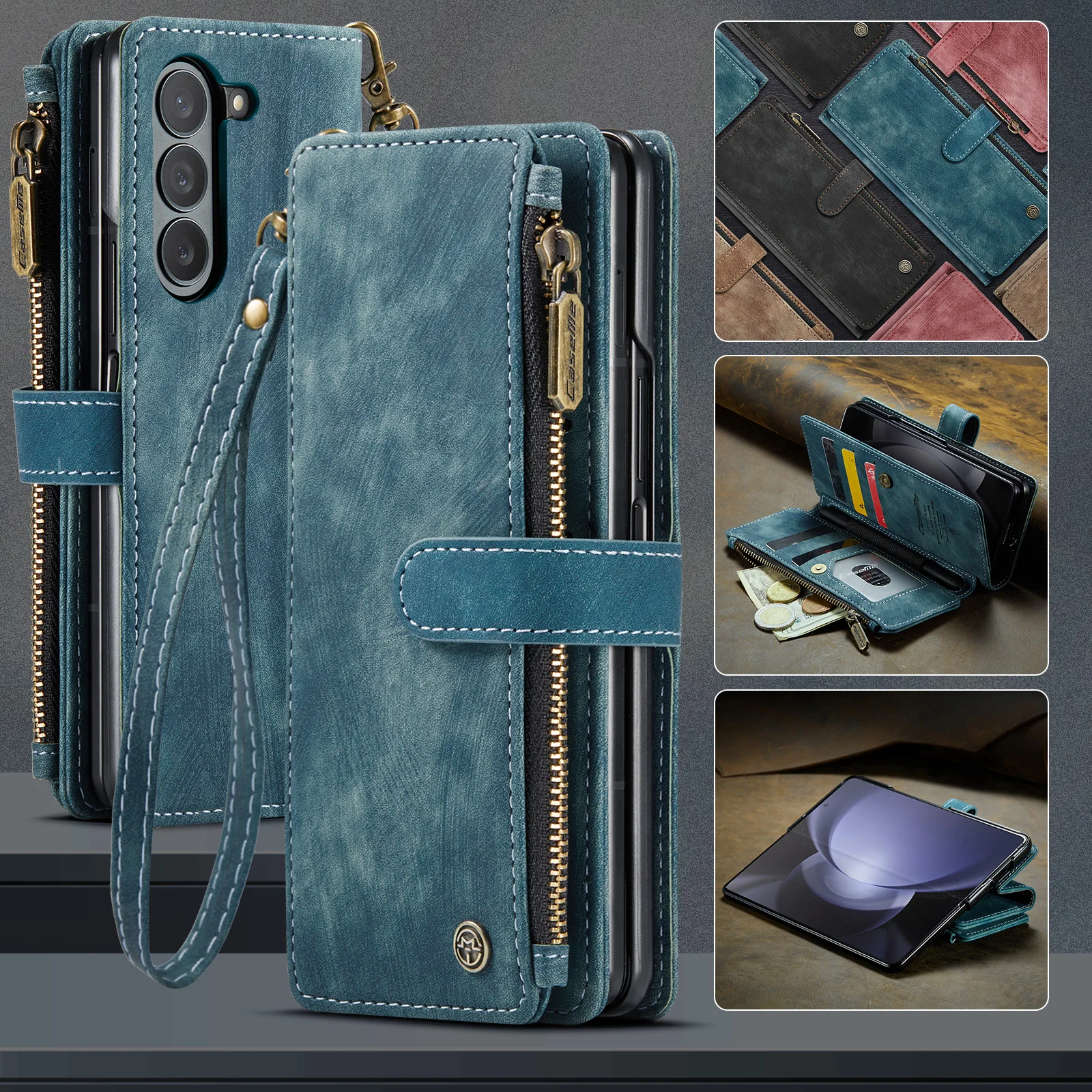 Per Samsung Z Fold 5 Best Protection Card Holder Custodia A Portafoglio Per Samsung Galaxy Z Fold 5 Fold5 5G Luxury Folding Funda