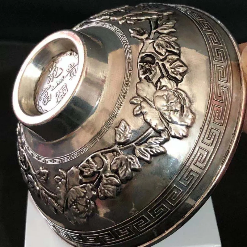Antica Ciotola In Rame Bianco Antico Vintage All'Ingrosso Con Motivi Miao Silver Wedding Bowls One Piece Dropshipping Eve