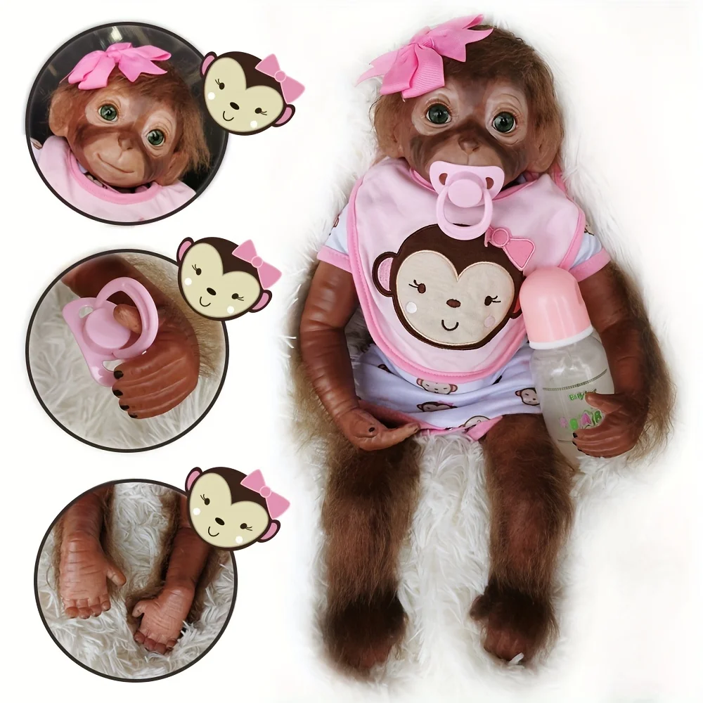 20 "Monkey Bebe Reborn Dolls Handmade Cute Reborn Baby Dolls Con Soft Touch Bambole Per Bambini Regalo Di Compleanno Muecas Reborn