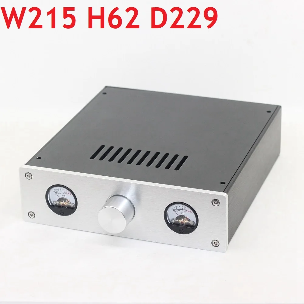 215*228*62Mm Dual Vu Meter Hifi Hi End Case Amplificatore Di Potenza In Alluminio Anodizzato Alimentazione Psu Cuffie Carillon Decoder Cabinet Amp