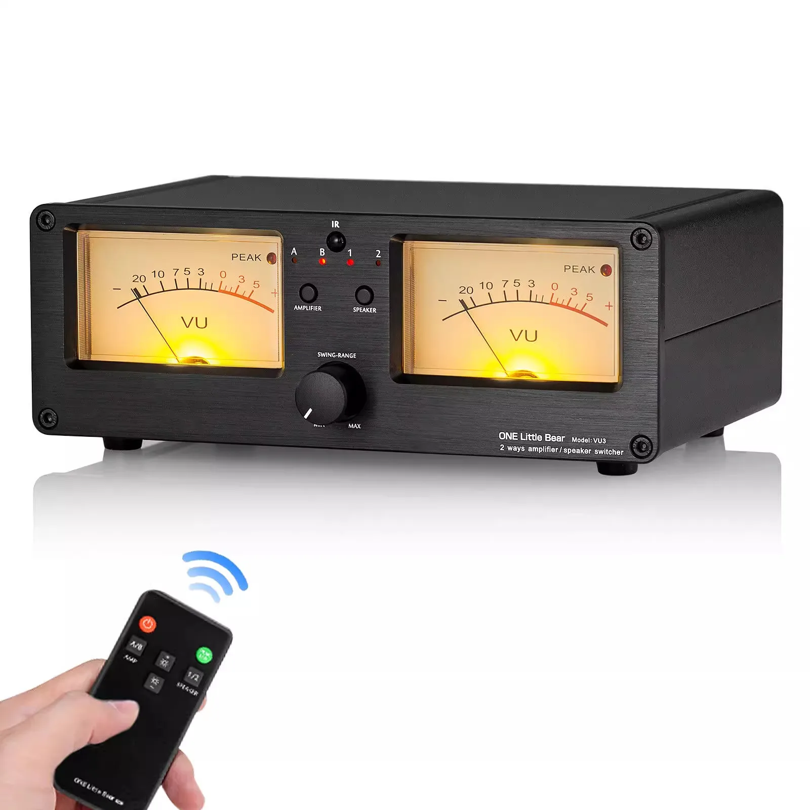 Dual Analog Vu Meter Sound Level Db Panel Display Amplificatore A 2 Vie/Switcher Box Selettore Con Telecomando