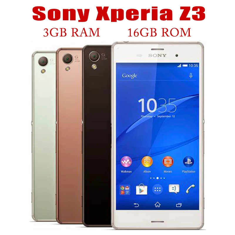 Sony Xperia Z3 D6603 5.2 ''Quad Core 16Gb Rom 3Gb Ram Mobile 20.7Mp Fotocamera Smartphone Android Telefono Cellulare Sbloccato Originale Wifi