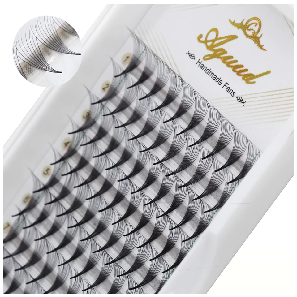 Aguud Sharp Slim Base Stretta Premade Fans Lash Extension Ciglia 5D 6D 8D 10D 12D 14D Thin Pointy Stem Lash Premade Volume Fans