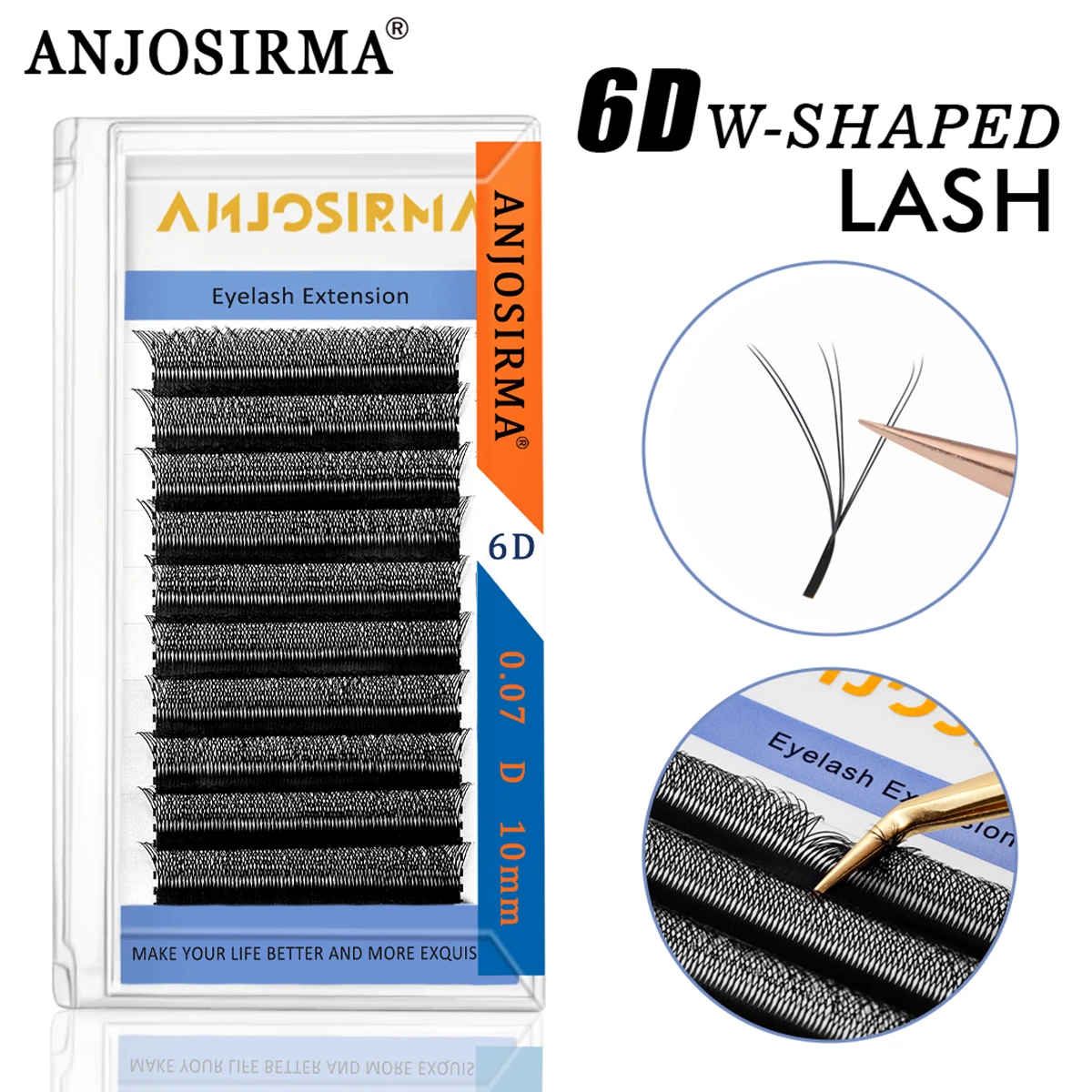 Anjosrma 6D W Forma Extension Ciglia 0.07C/D/Dd Visone Capelli Trucco Professionale Naturale E Morbido