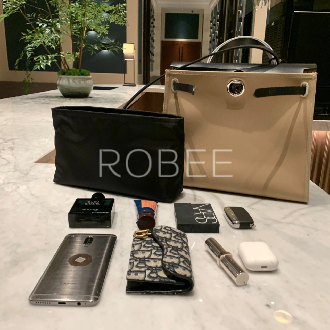 Per Hermes Herbag 31/39 Nylon Insert Bag Storage And Organizing Bag, Forma Tridimensionale Senza Segni
