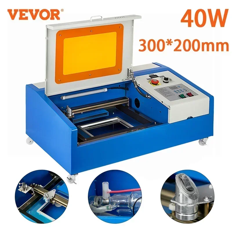 Incisore Laser Vevor 40W Macchina Per Incisione Laser Co2 300*200Mm Macchina Da Taglio Display Lcd Fresatura Per La Lavorazione Del Legno Tubo Laser C
