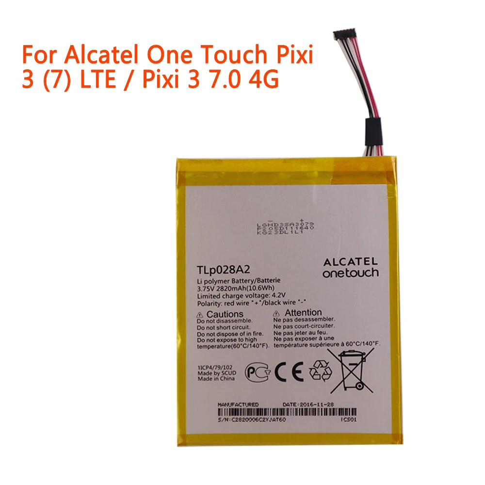 Batteria Del Telefono Mobile Di Alta Qualità Tlp028A2 Per Alcatel One Touch Pixi 3 (7) Lte / Pixi 3 7.0 4G 2820Mah Batteria