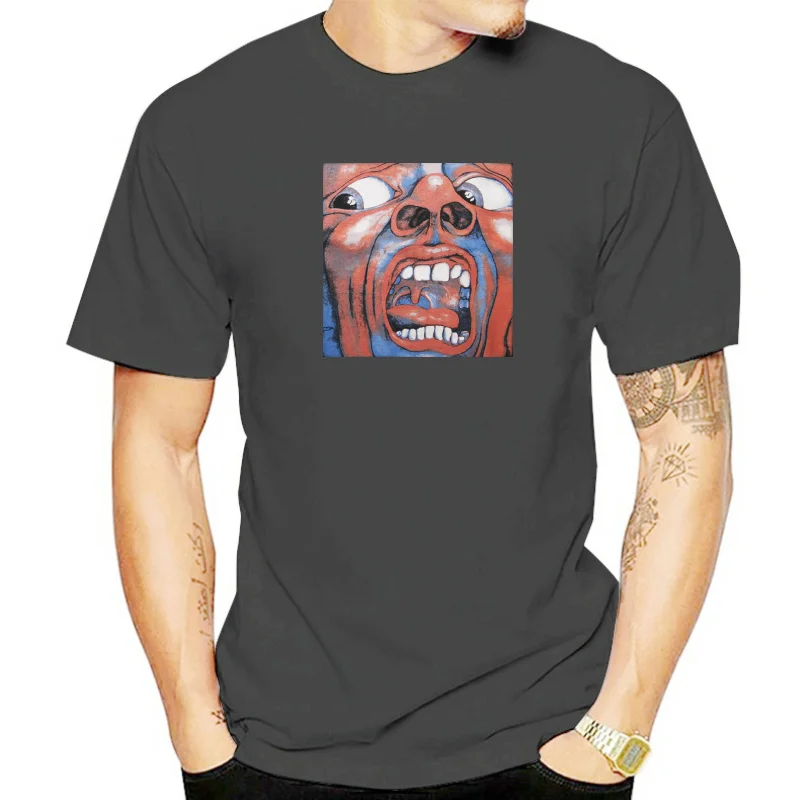 King Crimson Men In The Court Of The Crimson King T-Shirt Black Fashion T-Shirt Da Uomo