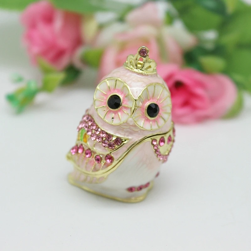Shinnygifts New Style Crown Ladies Owl Gingillo Box Bomboniera Smart Jewelry Gift Box Sy1001C