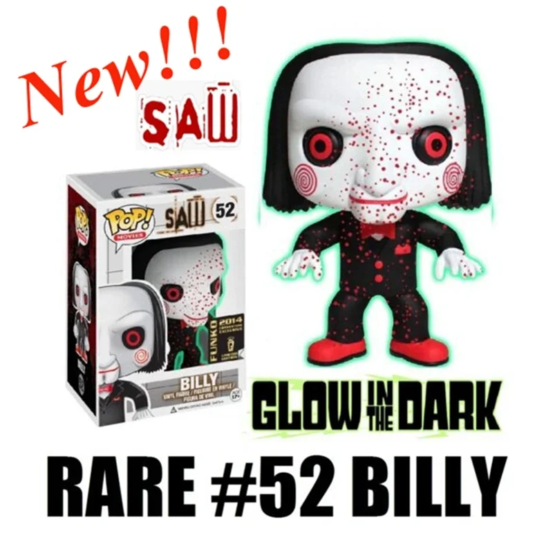 Funko Pop Film Saw Toys Billy #52 Luminous Vinyl Doll Action Figures Modelli Da Collezione Per Regalo Per Bambini