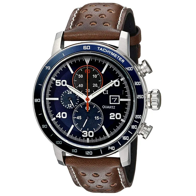 Citizen Brycen Series Orologio Da Uomo Casual In Pelle Business Orologio Al Quarzo Manuale Automatico Data Tre Occhi Bagliore Orologio Da Uomo Imperme