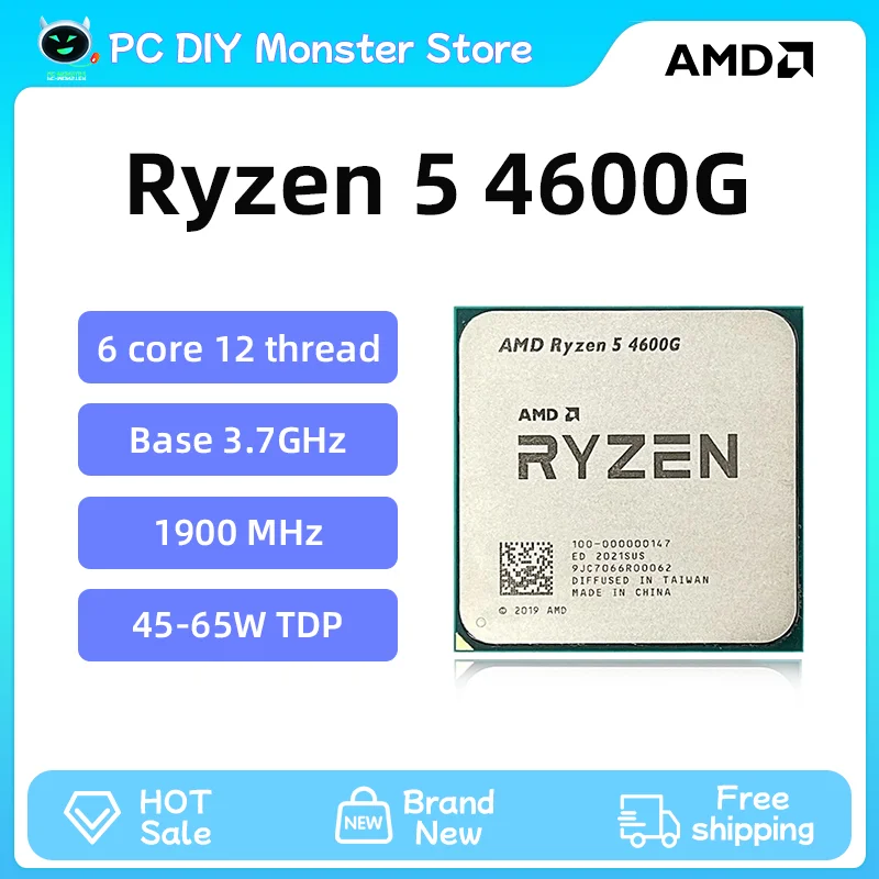 Processore Cpu Amd Ryzen 5 4600G R5 4600G 3.7 Ghz 6-Core 12 Thread 7Nm L3 = 8M Socket Am4 Ddr4 1900 Mhz Processore Cpu 65W R5 4600G