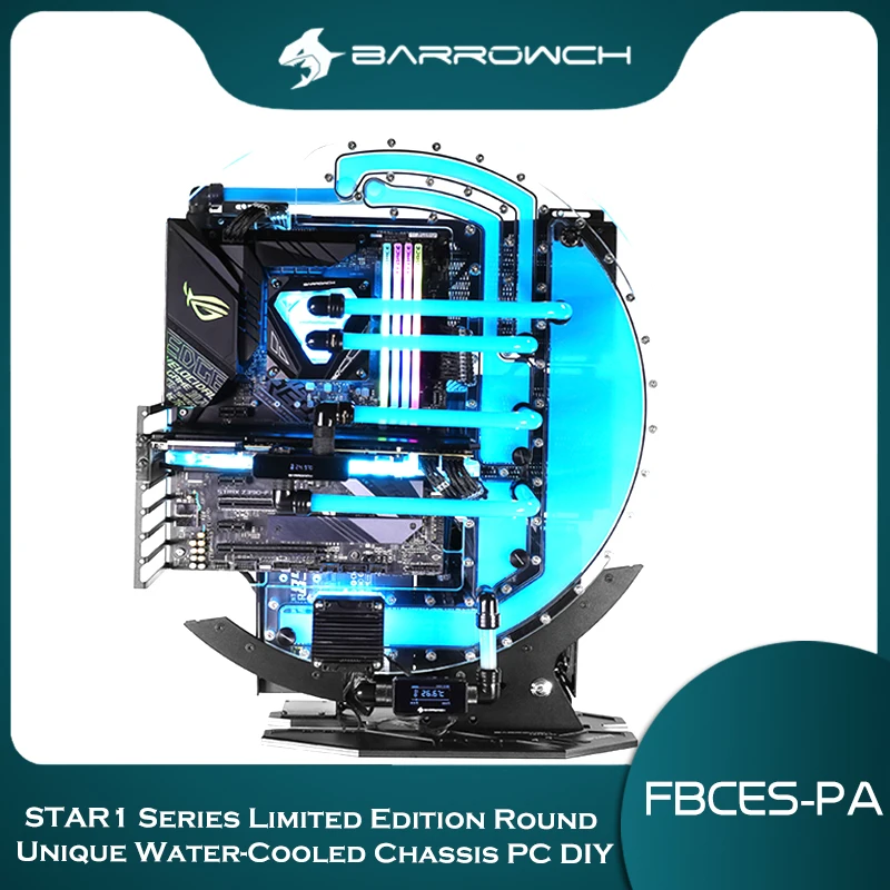 Cassa Del Mod Del Giocatore Di Raffreddamento Ad Acqua Barrowch, Serie Star1 Edizione Limitata Rotonda Unico Raffreddato Ad Acqua Pc Telaio Fai Da Te,