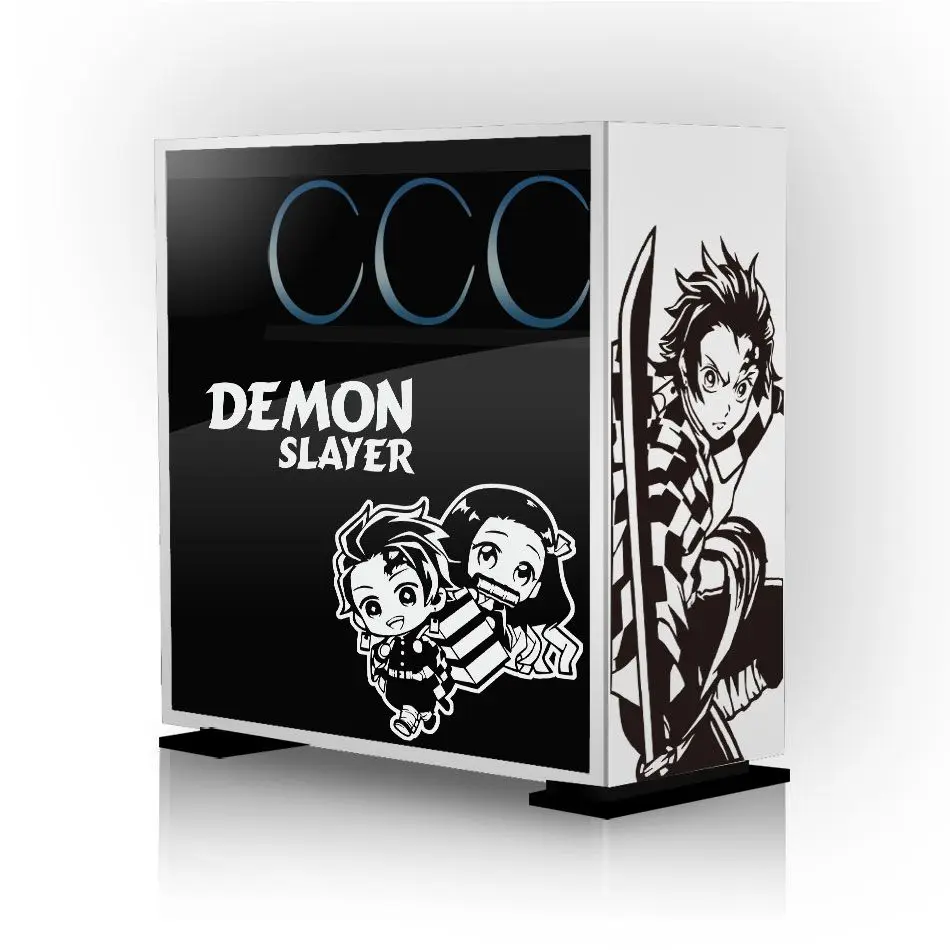 Anime Demon Slayer Pc Case Stickers Anime Decal Per Atx Computer Host Decorativo Impermeabile Rimovibile Hollow Out Sticker