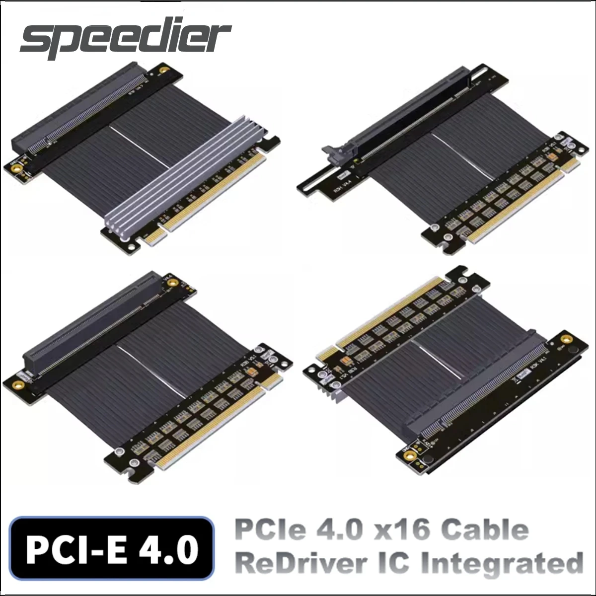 Pcie 4.0 X16 Riser Cable Re-Driver Ic Integrated Gen4 Graphics Video Card Extender Pci Express 5.0 16X Universal Gpu Atx Pc Case