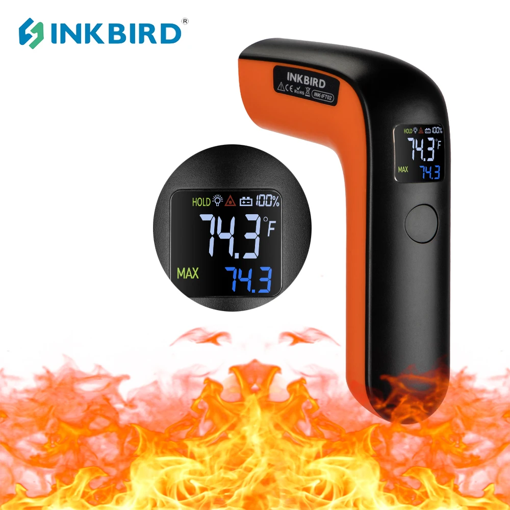 Pistola Termometro A Infrarossi Inkbird Per Cucinare Grigliare Termometro Digitale Pirometro Senza Contatto Ir Laser