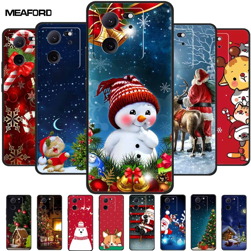 Cover Natalizia Adorabile Per Xiaomi 13T Pro Custodia 13T 5G Custodia Morbida In Silicone Tpu Nera Per Xiaomi 13T 5G Cover Posteriore 2023 Coque