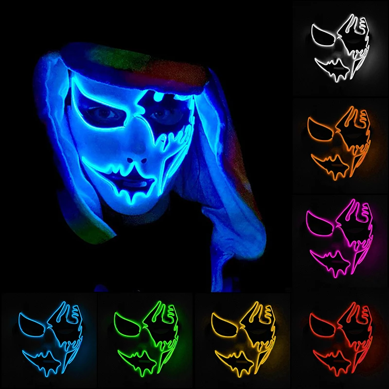 Halloween Spaventoso Led Mask Neon Light Costume Mask El Wire Face Glow Maske Carnival Mask Decorazione Di Halloween