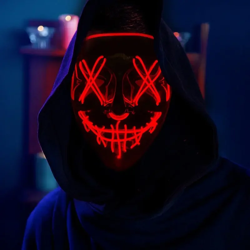 Halloween Neon Led Purge Mask Masque Masquerade Party Masks Light Grow In The Dark Horror Masker Incandescente