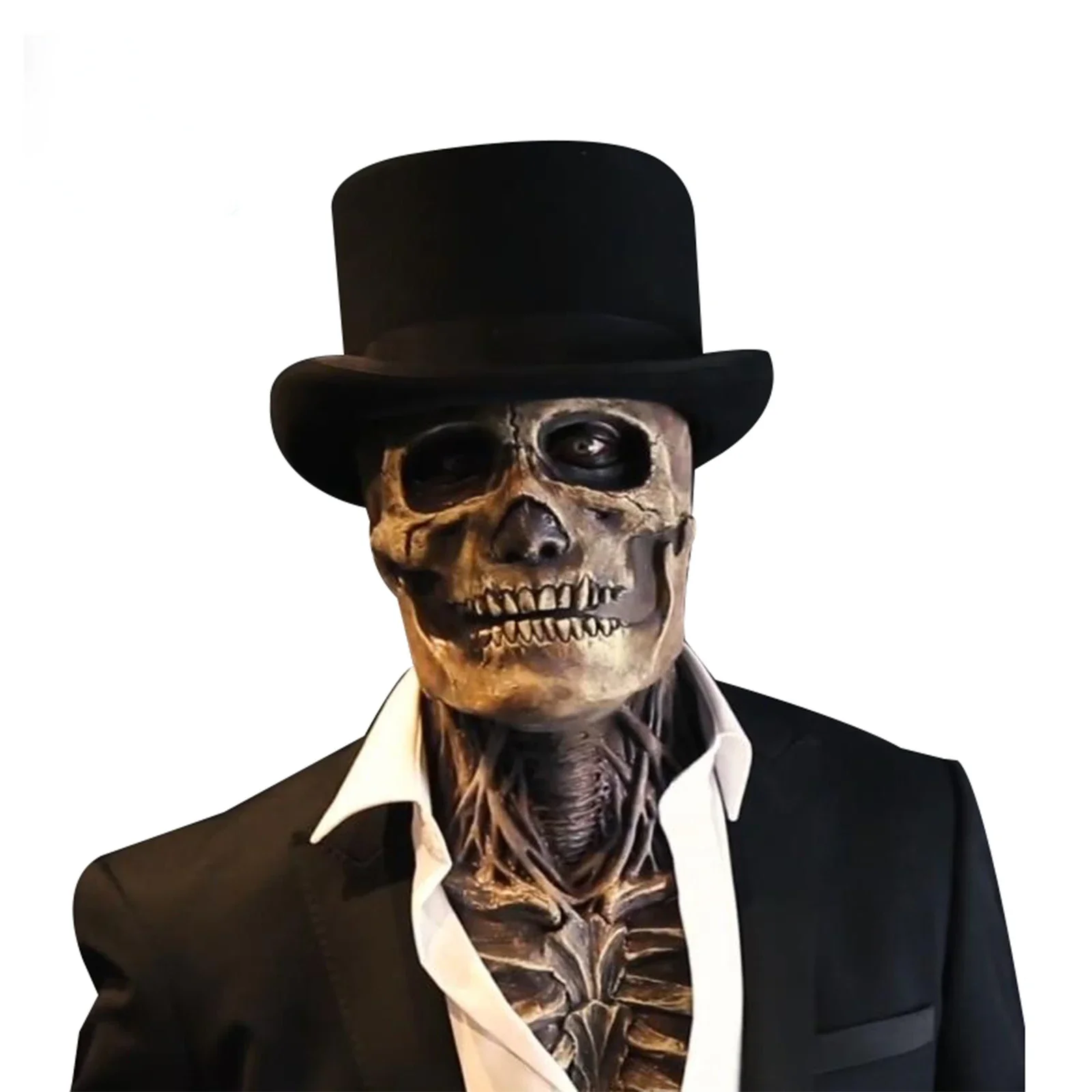 Nuovo Halloween 3D Horror Reality Full Head Skull Mask Maschera Spaventosa Cosplay Party Skull Latex Mobile Jaw Helmet Skeleton Decoration