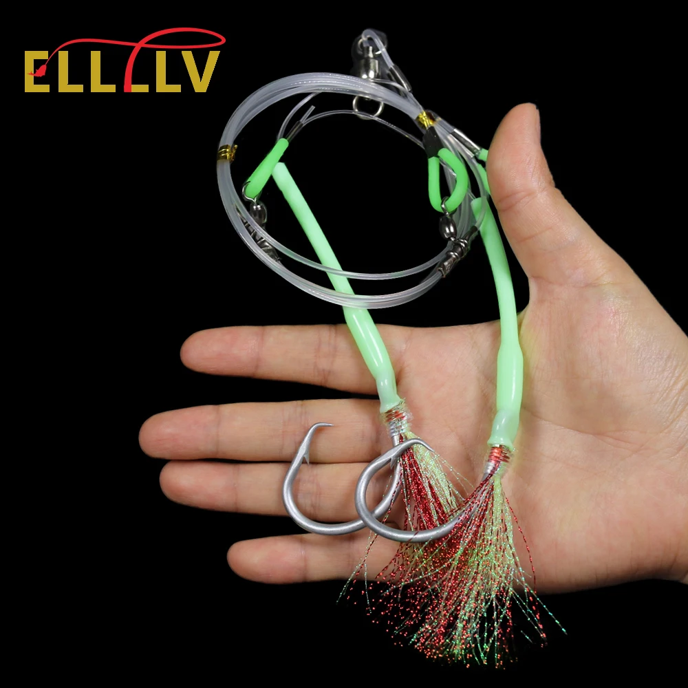 Elllv Hape Grounper Cod Sabiki Rig Legato A Mano Con Flasher Pesca D'Altura Luminoso Flasher Rig Strong Tonno Circle Hook
