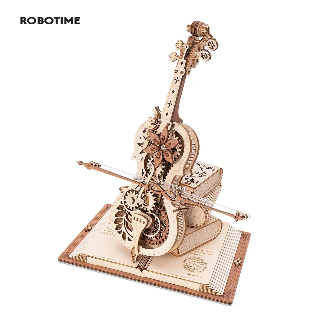 Robotime 3D Puzzle In Legno Rokr Divertente Violoncello Magico Strumento Musicale Meccanico Giocattoli Creativi Per Bambino Amk63
