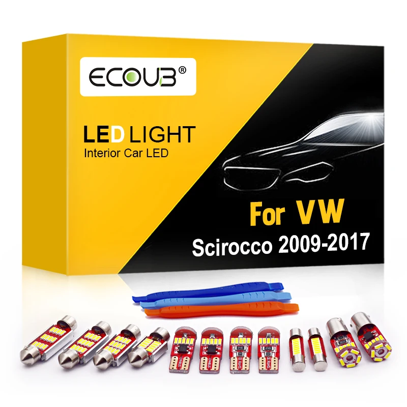 13Pcs Luce Interna A Led Per Vw Scirocco R 3R Mk3 2009-2017 Mappa Cupola Tetto Luce Interna Vanità Bagagliaio Bagagliaio Canbus Kit Lampadina A Led