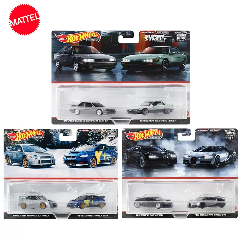 Original Hot Wheels Premium Car Culture Toys For Boy 1/64 Diecast Vehicle Nassan Silvia (S13) Bugatti Chiron Subaru Wrx Sti Gift