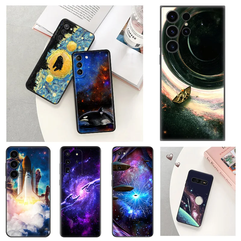Custodie Per Telefoni Per Samsung S20 Fe S21 Ultra S22 5G S23 Plus S10 Note 20 10 9 Nebulosa Colorata Deep Space Cover Antigoccia Morbida Nera