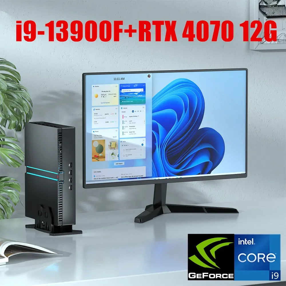 Potente 13Th Gen I9 13900F Nvidia Rtx 4070 12G Gaming Mini Pc I7 Pcie4.0 Windows 11 Mini Gamer Computer Tower Pc Desktop Wifi6
