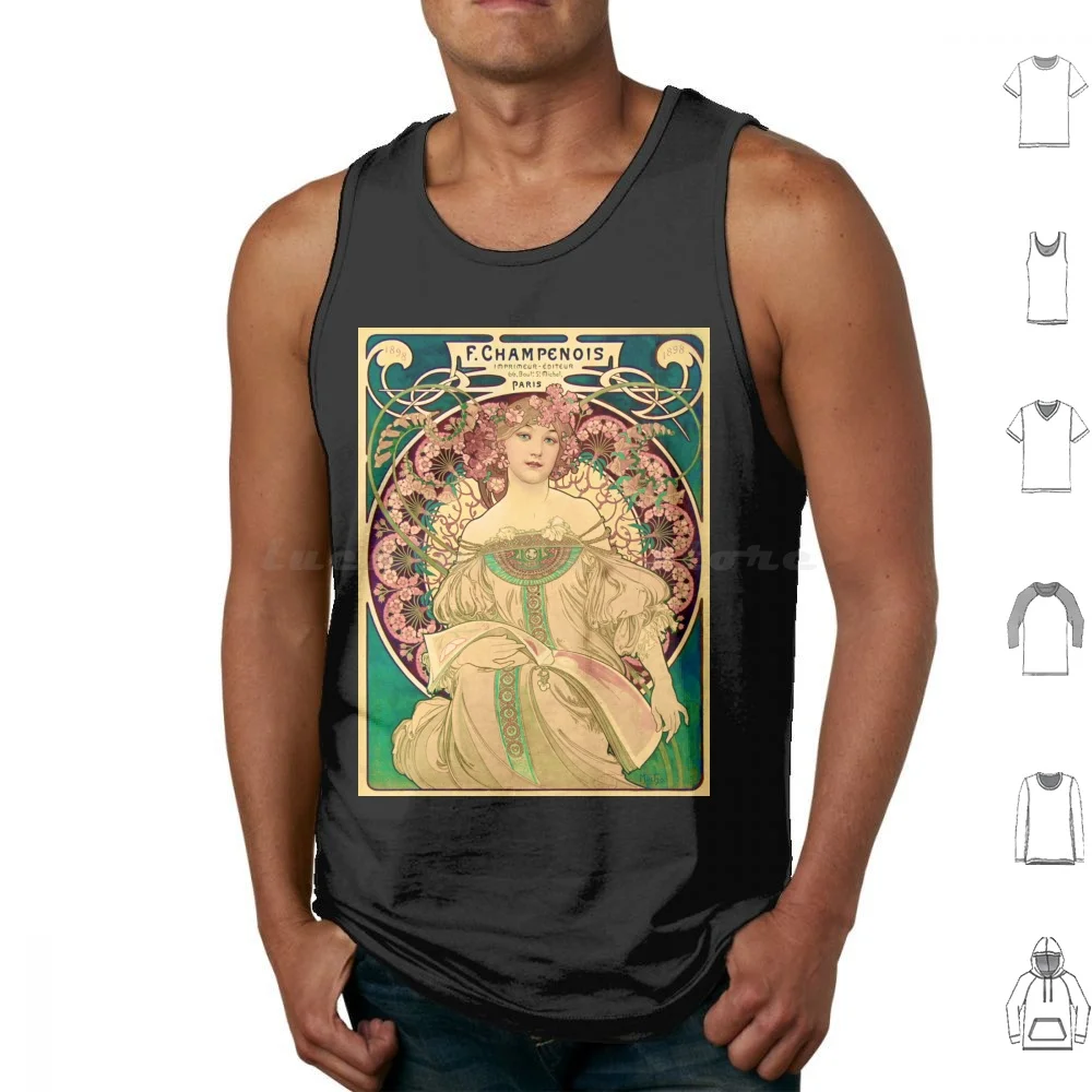 Daydream Frontse Mucha 1897 F. Champenois Imprimeur-Cressiteur Canotte Gilet Senza Maniche Mucha Art Nouveau Portrait Master Art