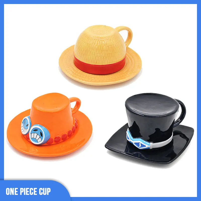 Anime One Piece Mug Water Cup Cosplay Creative Three Brothers Hat Shaped Coffee Cup Ace Sabo Ceramic Cup For Party Anime