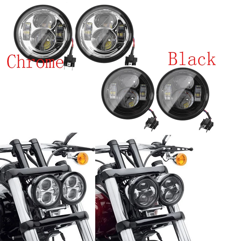 Rotondo Doppio 4.65 ''Pollici Harley Fat Bob Faro Durevole Lente Per Proiettore Per Harley Dyna Fat Bob Kit Faro Led Per Moto