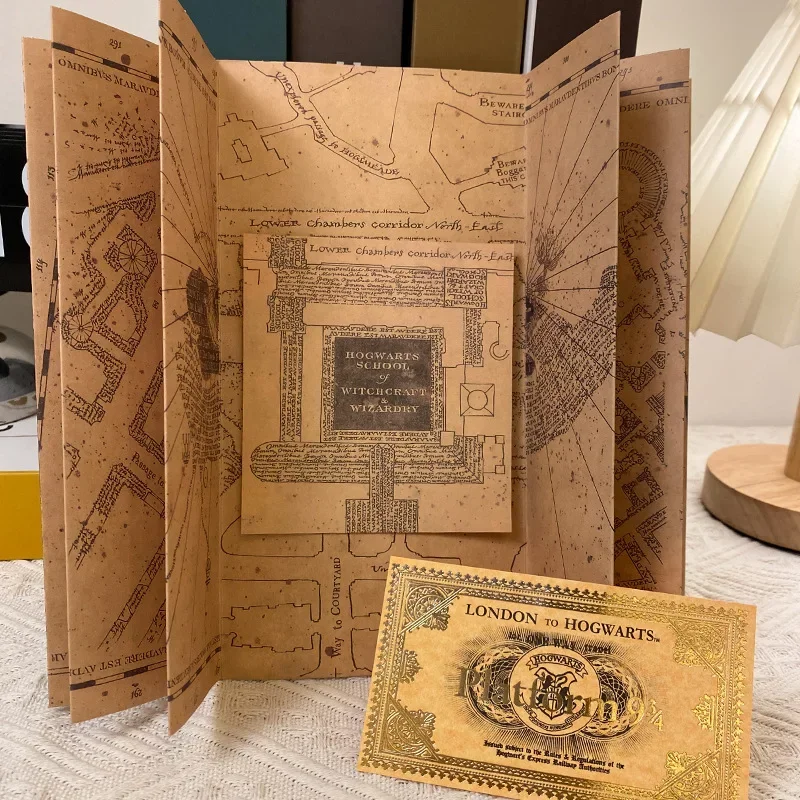 Harries Magic Boy School Treasure Map Hogwarts College Kraft Treasure Map Stregoneria E Wizardry Brown Paper Birthday Xmas Gift