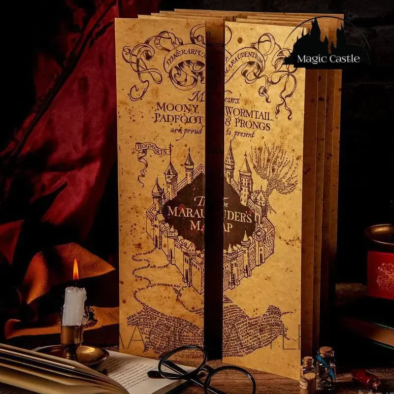 Hogwarts School Treasure Map Boy Harries Potter Ticket Marauder Map Magic School Kraft Paper Map Kids Halloween Christmas Gift