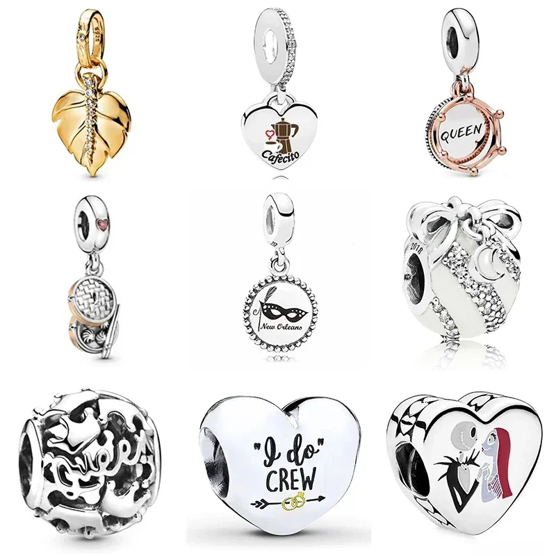 2019 Nuovo 100% 925 Sterling Silver Shine Shining Leaf Pendant Rose Gold Regal Queen Crown Hanging Charm Fit Set Di Gioielli Fai Da Te Regalo