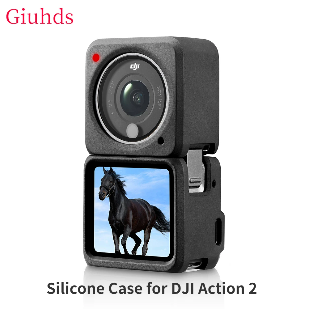 Portable Protective Silicone Case For Dji Action 2 Tempered Glass Screen Protector Cover For Dji Action 2 Accessories
