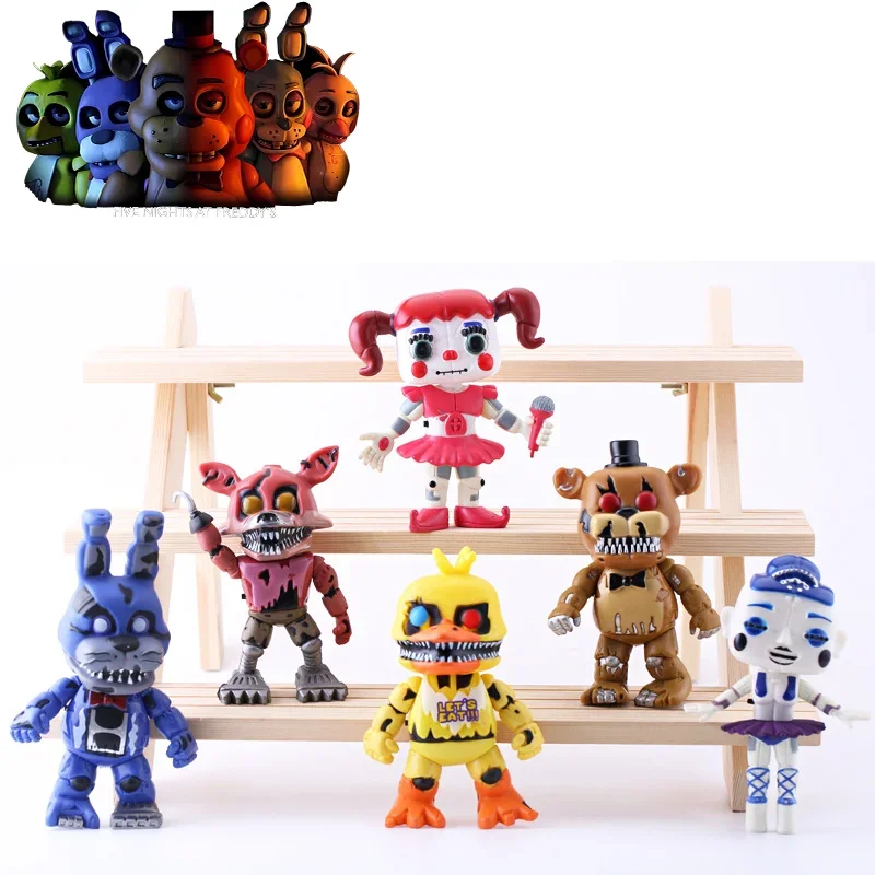 2024 Hot Fnaf Bear Cartoon Game Pvc Action Figures Fnaf Anime Cartoons Dolls Model Toys Bambini Nights Halloween Regali Di Compleanno